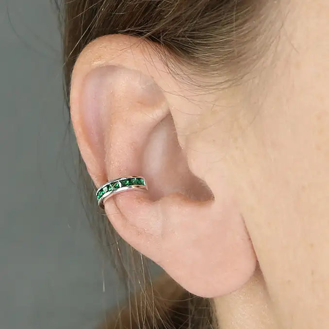 Ear Candy Silver Green CZ Cuff - John Ross Jewellers