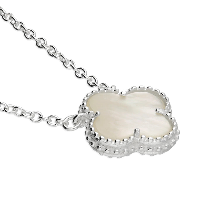 Silver Mother of Pearl Quatrefoil Necklace - John Ross Jewellers