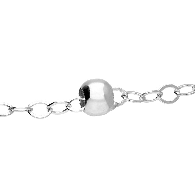 Silver CME Station Bracelet featuring sleek, interconnected silver links on a plain background.