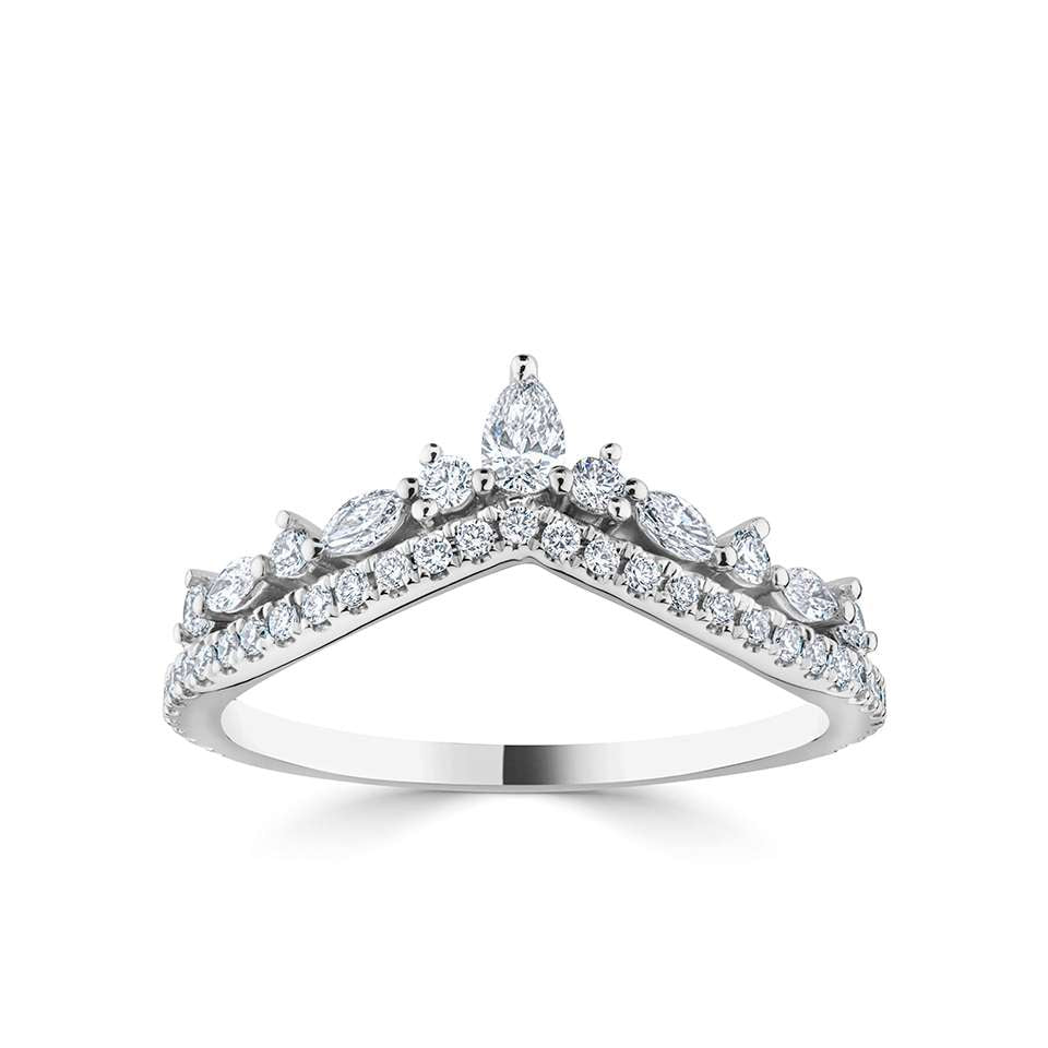 Platinum Dainty Diamond Wishbone Eternity Ring | 0.44ct - John Ross Jewellers