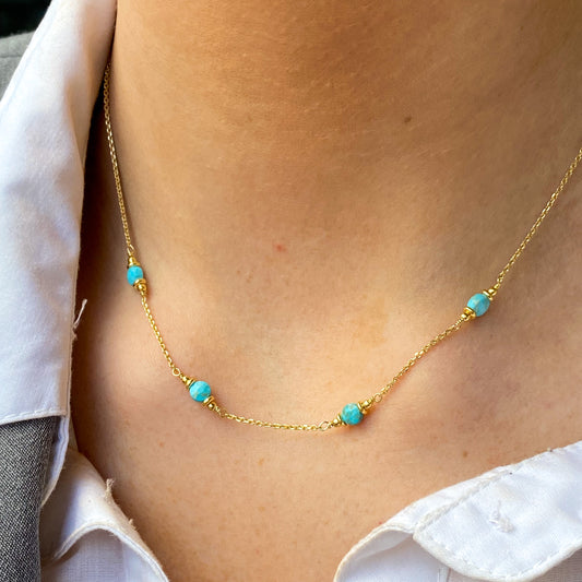 Sunshine Simple Turquoise Nugget Quattro Necklace - John Ross Jewellers