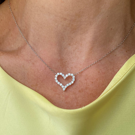 Silver CZ Open Heart Necklace - John Ross Jewellers