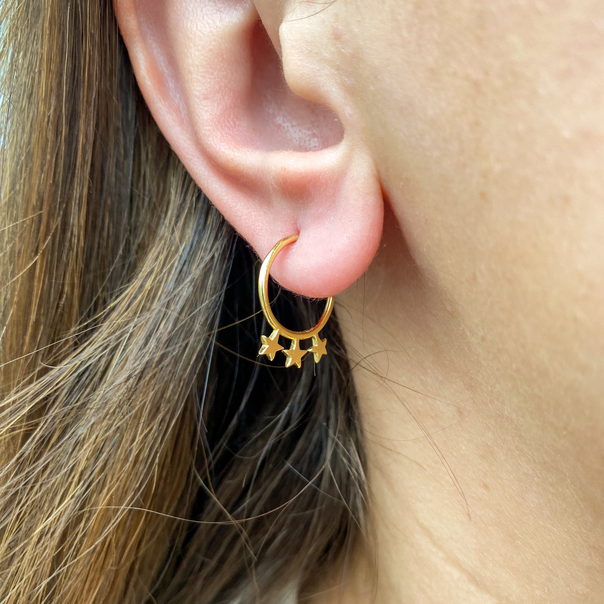SUNSHINE Three Star Huggie Earrings - John Ross Jewellers