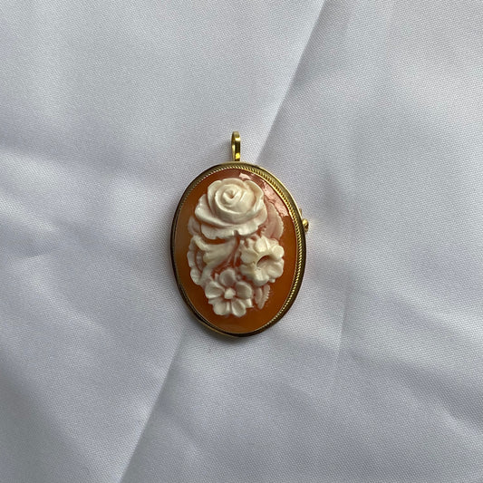 18ct Gold Shell Bouquet Cameo Brooch/Pendant | Medium - John Ross Jewellers