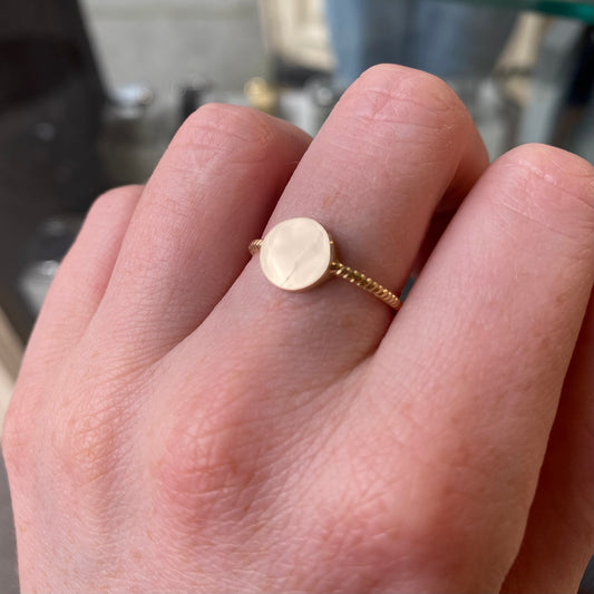 9ct Gold Round Signet Ring with Beaded Band - John Ross Jewellers
