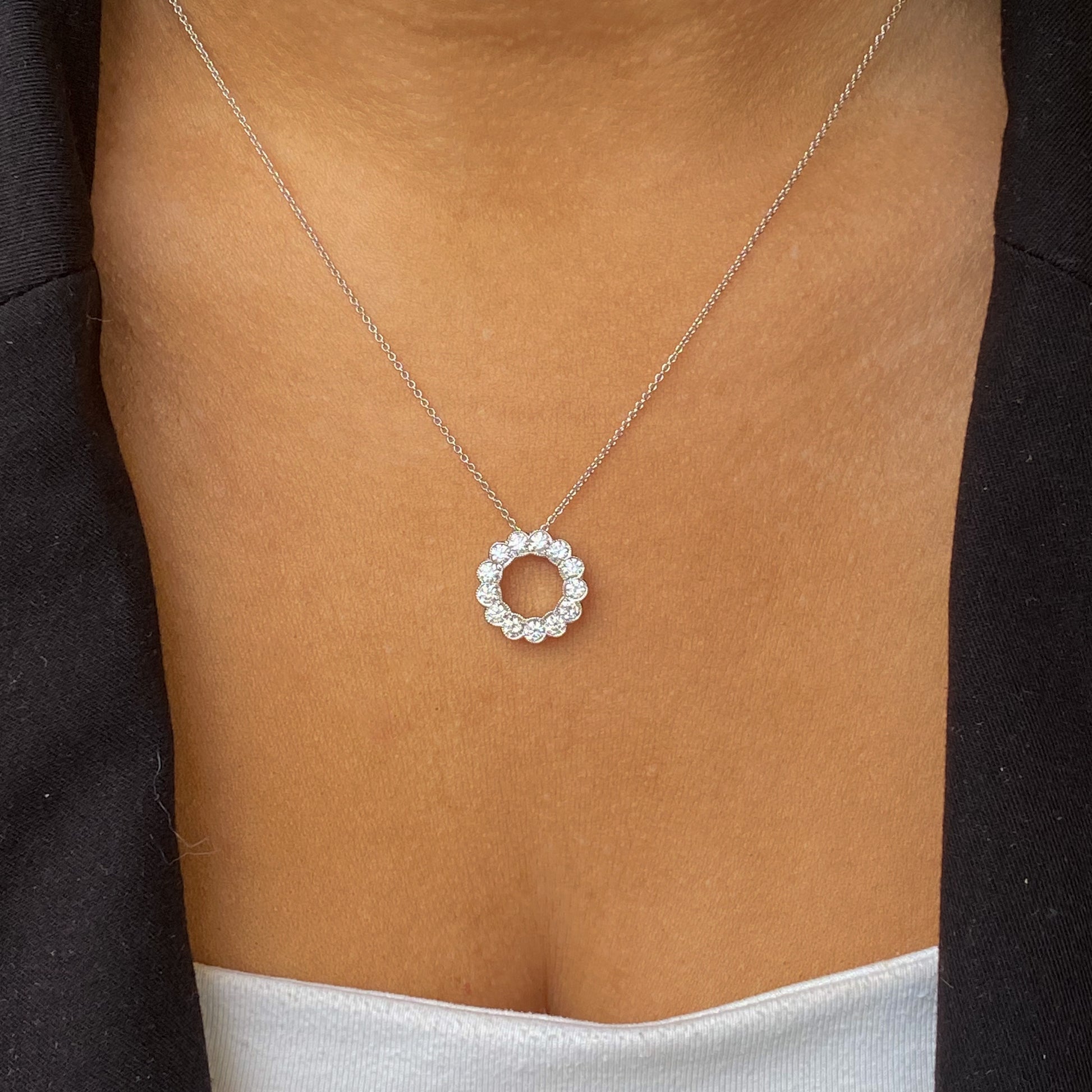 18ct White Gold Diamond Eternity Slider Necklace | 0.96ct - John Ross Jewellers