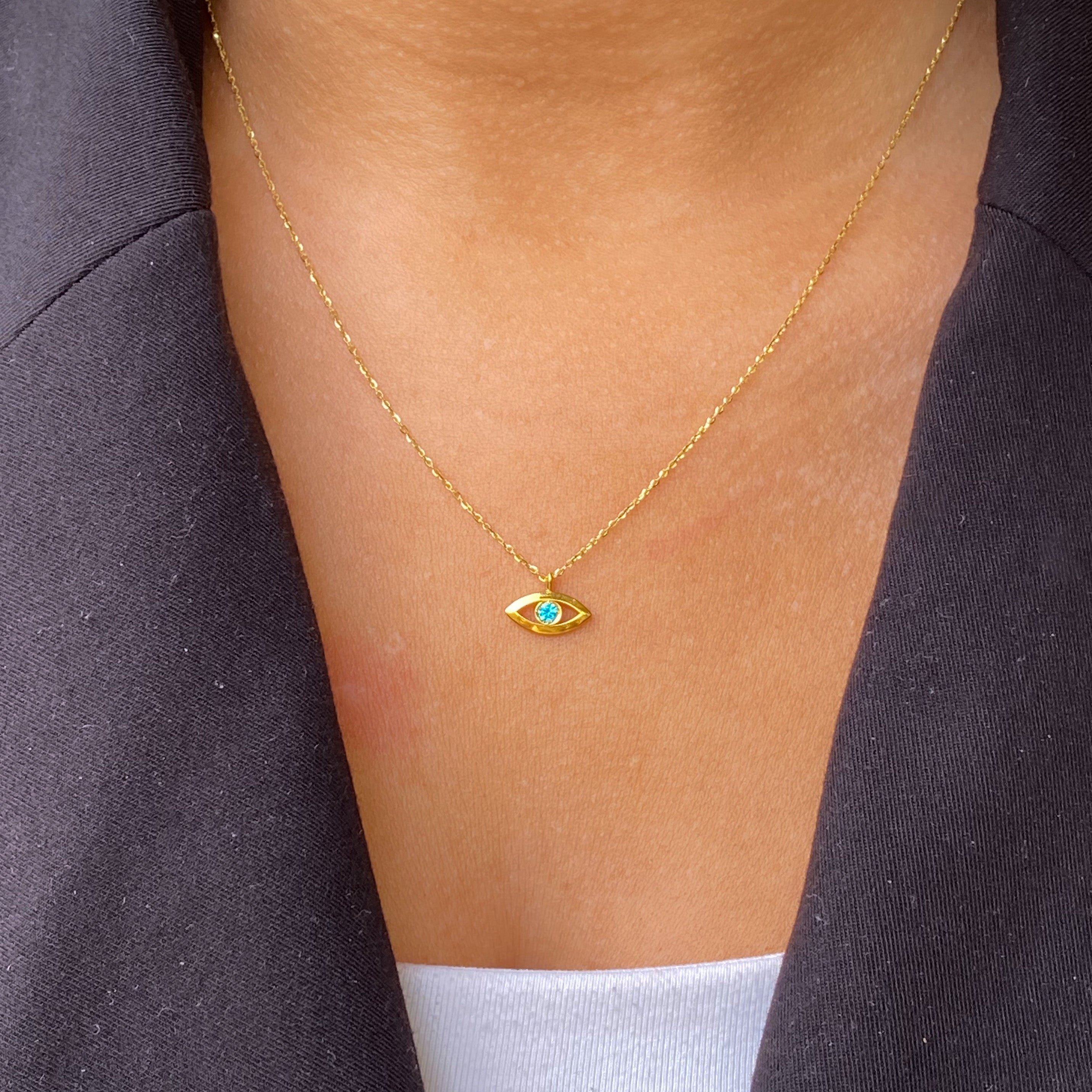 14k Gold Evil Eye Necklace | Symbols of Protection - Jane Bartel Jewelry