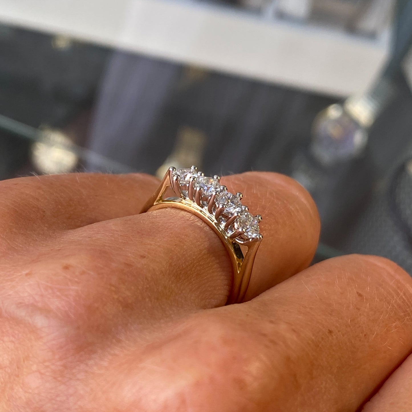 18ct Gold Four Stone Diamond Eternity Ring | 0.87ct - John Ross Jewellers