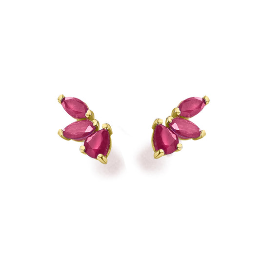 18ct Gold Marquise Ruby Climber Stud Earrings - John Ross Jewellers