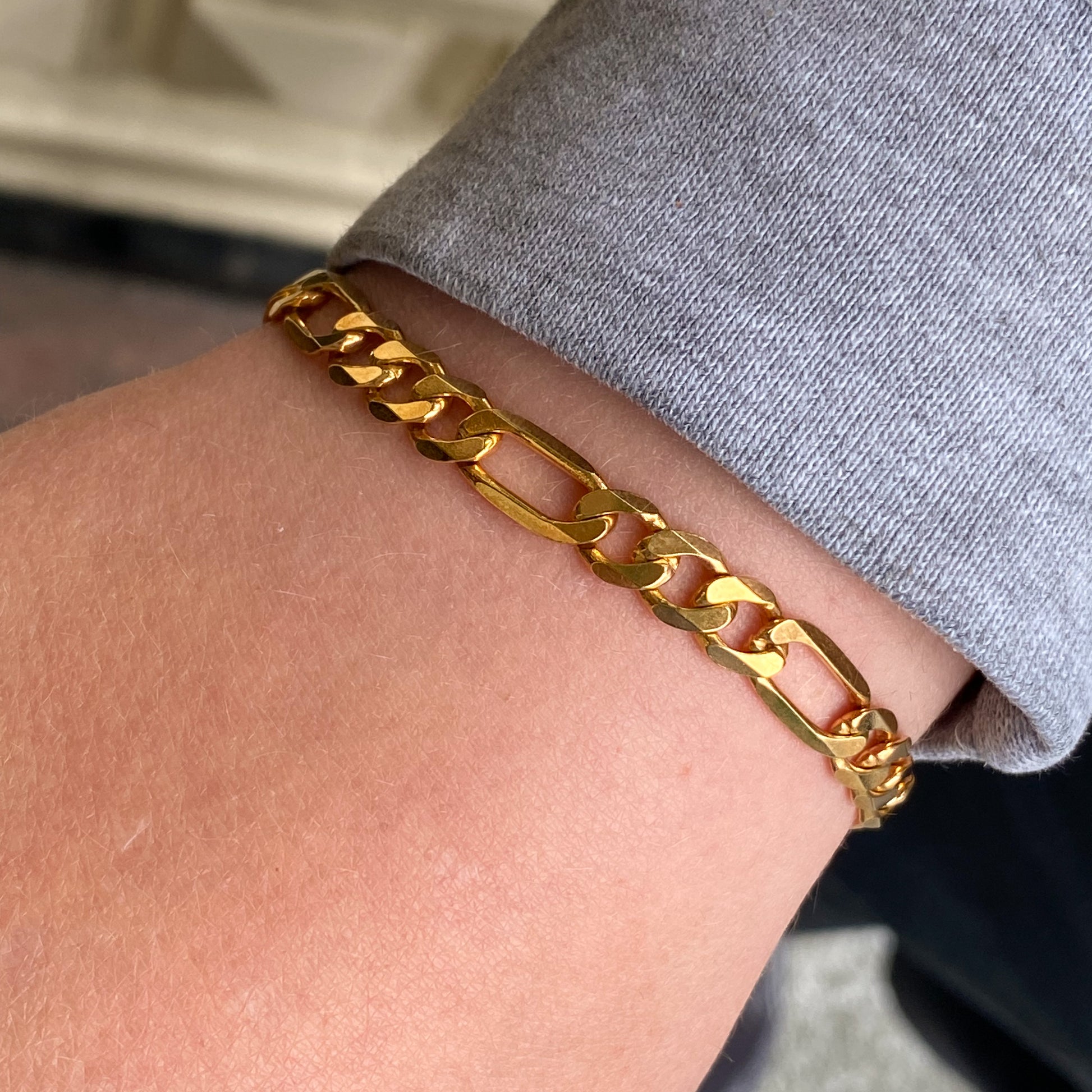 9ct Gold 1+3 Figaro Bracelet - Heavy Look - 7.8" - John Ross Jewellers