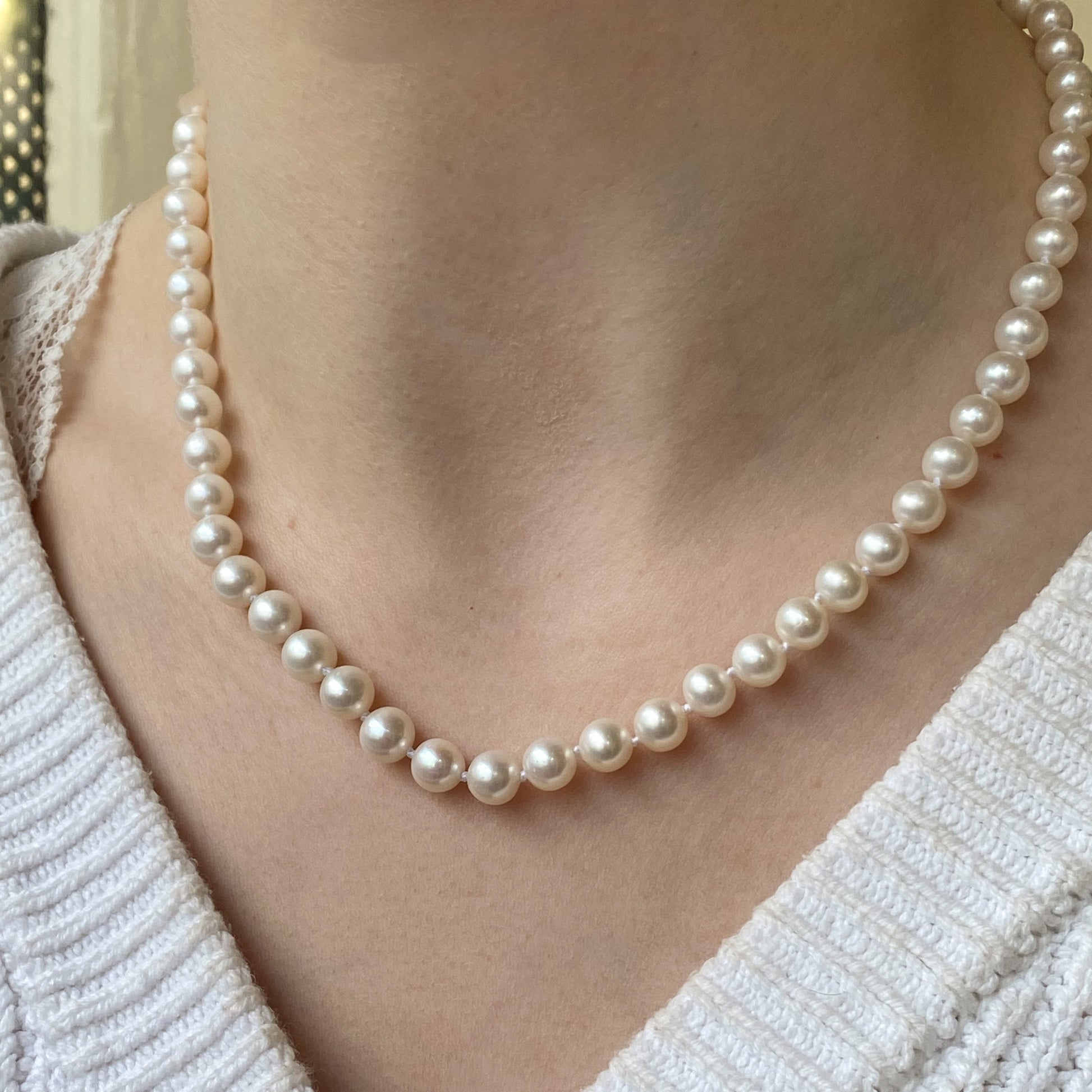 Silver Cultured Freshwater Pearl Necklace 45cm John Ross Jewellers