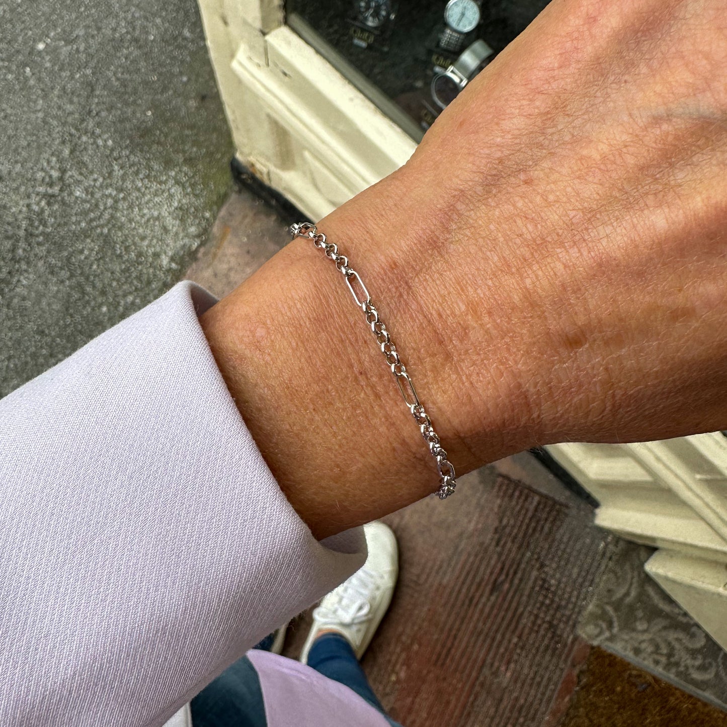 9ct White Gold Belcher & Bar Bracelet - John Ross Jewellers