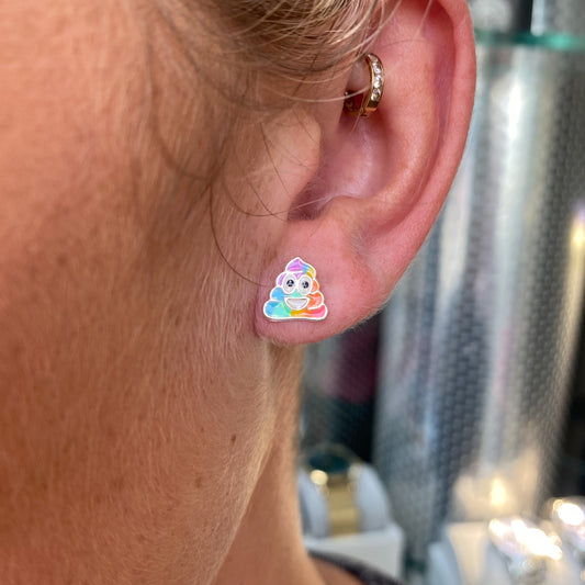 Rainbow Poop Emoji Earrings - John Ross Jewellers