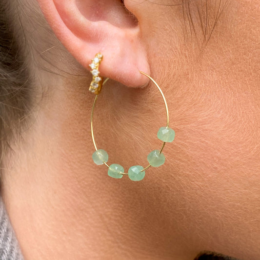 Sunshine Aventurine Hoop Earrings | 30mm - John Ross Jewellers