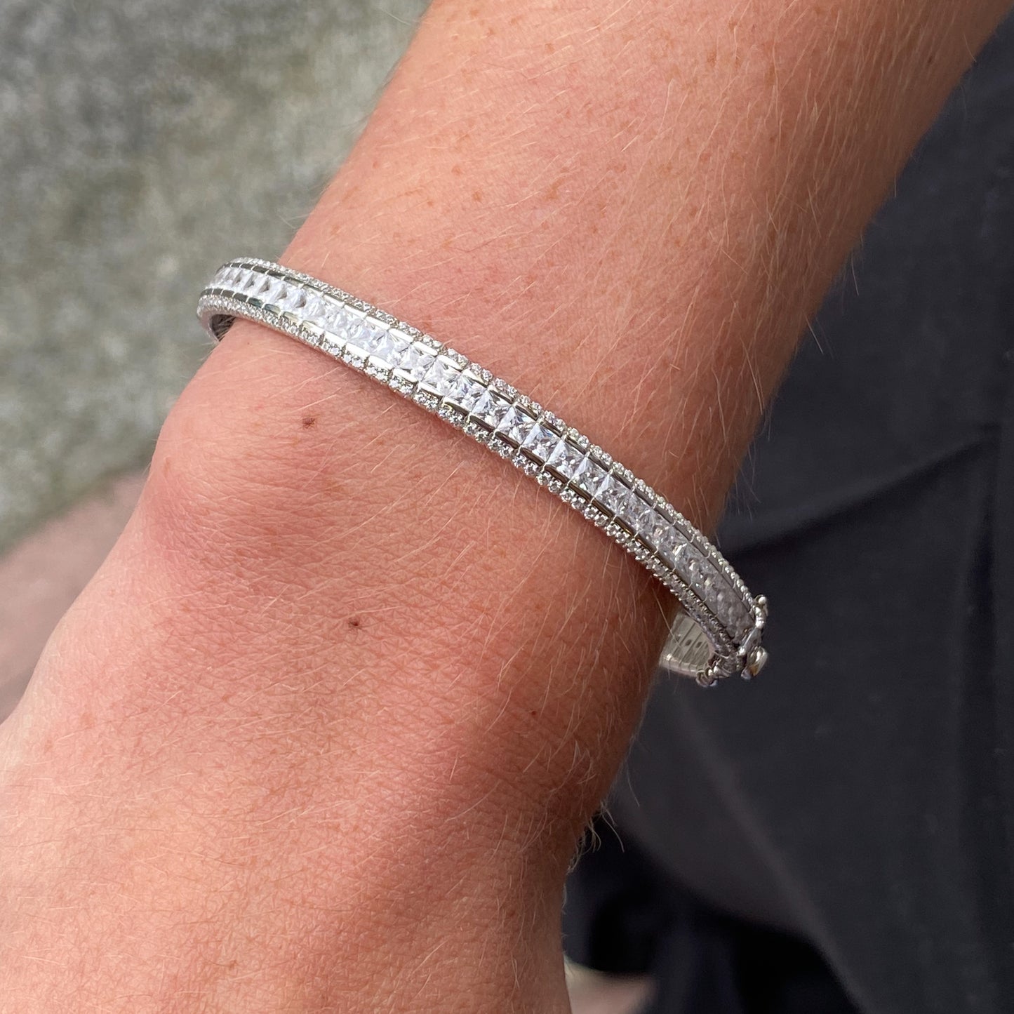 Silver Princess CZ Bangle - John Ross Jewellers