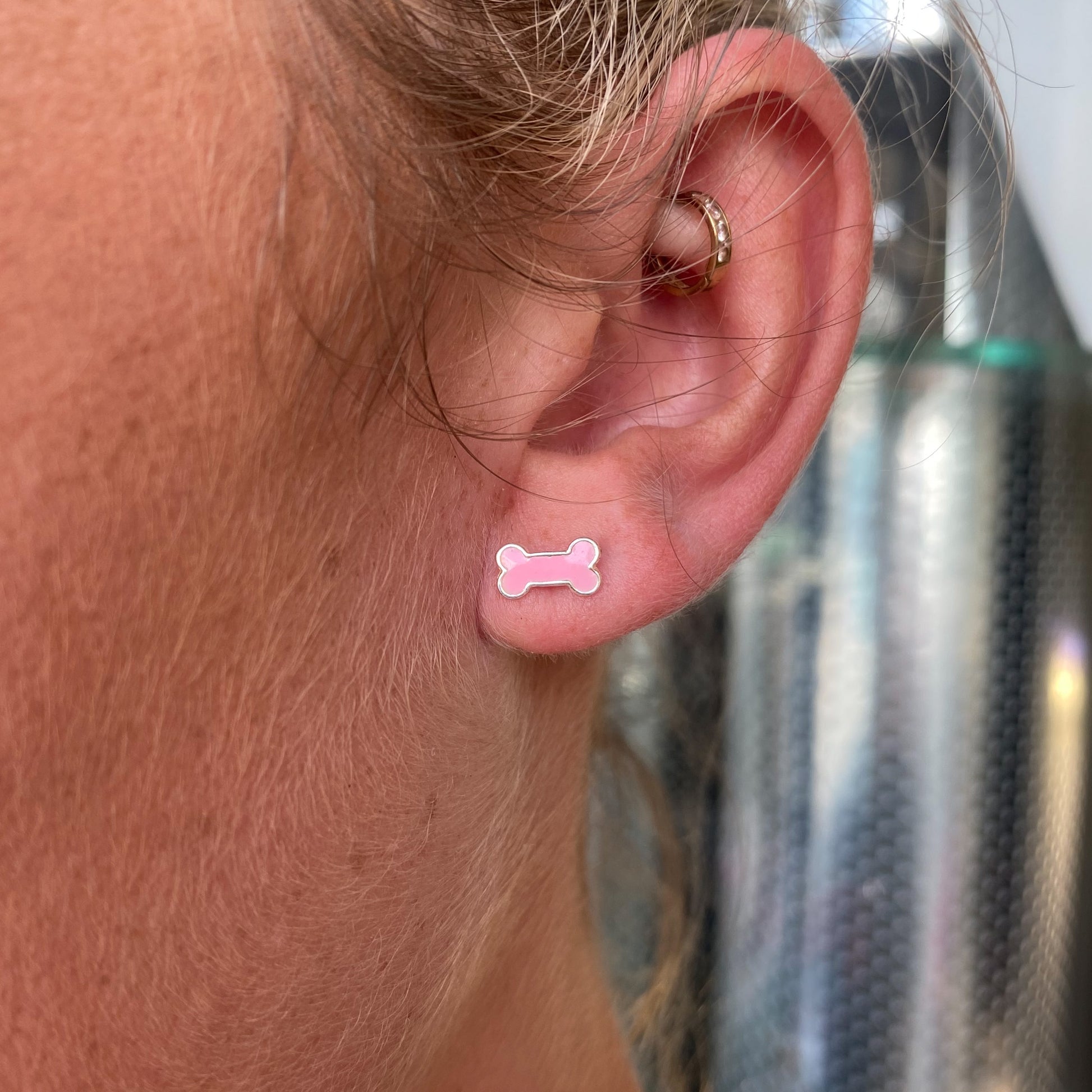 Pink Bone Stud Earrings - John Ross Jewellers