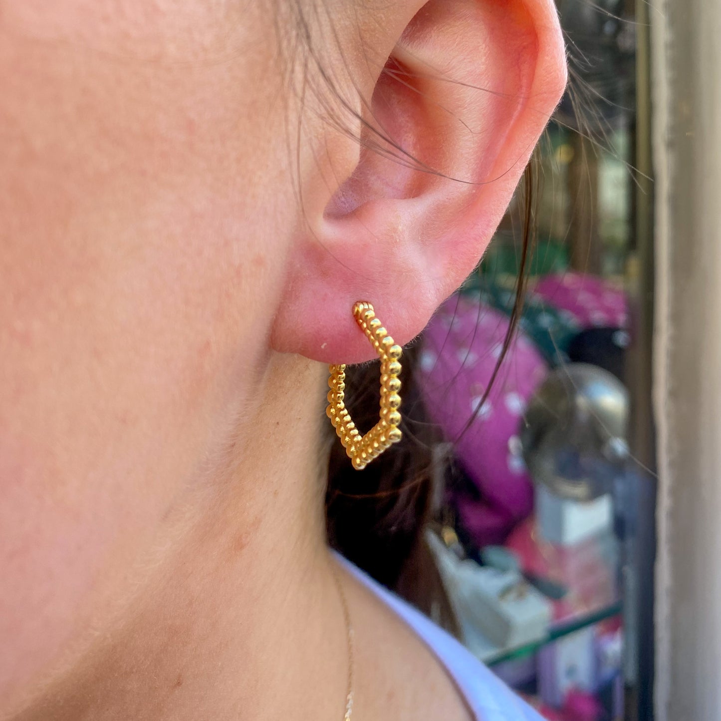 Sunshine Pentagon Beaded Hoop Earrings | 20mm - John Ross Jewellers