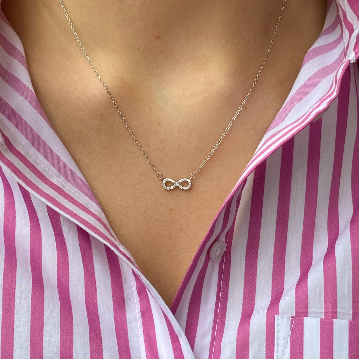 Silver Pretty CZ Infinity Necklace - John Ross Jewellers