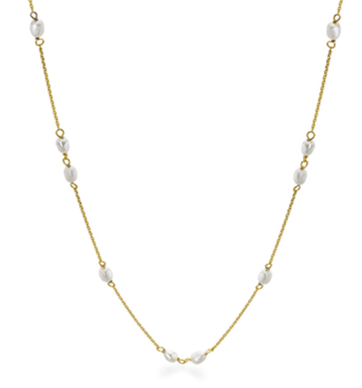 18ct Gold Freshwater Pearl Station Necklace - John Ross Jewellers