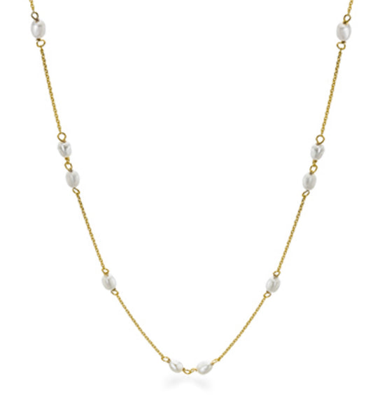18ct Gold Freshwater Pearl Station Necklace - John Ross Jewellers