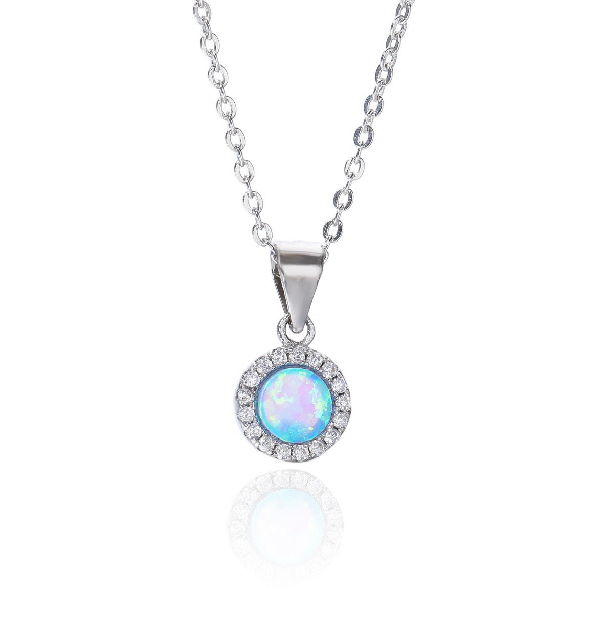 Silver Blue Opalique Necklace - John Ross Jewellers