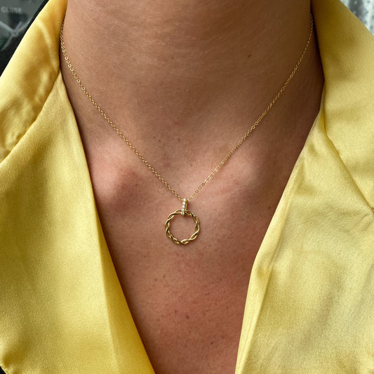 Sunshine CZ Braided Circle Necklace - John Ross Jewellers