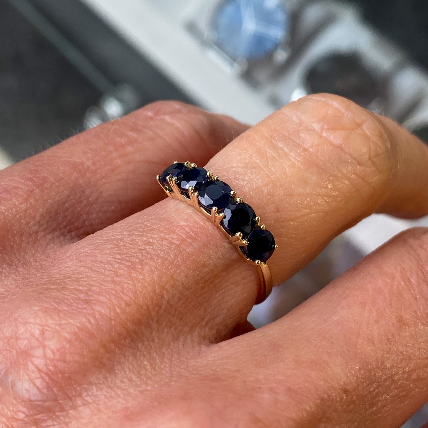 9ct Gold Five Stone Ring - Sapphire - John Ross Jewellers