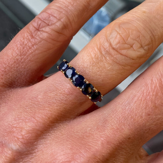 9ct Gold Five Stone Ring - Sapphire - John Ross Jewellers