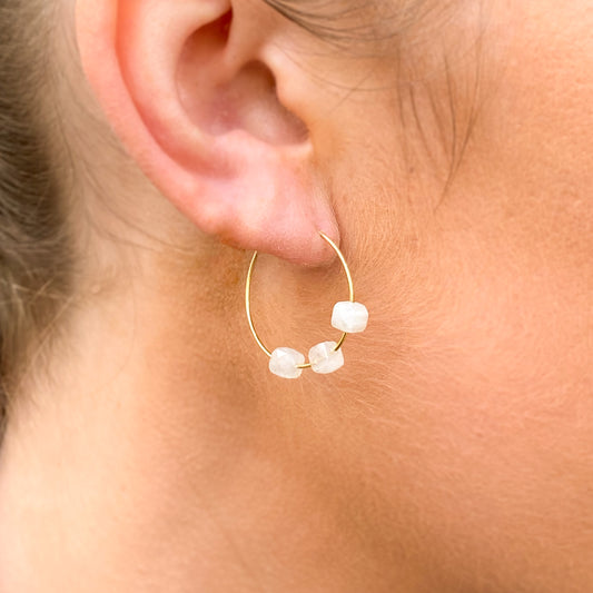 Sunshine Moonstone Hoop Earrings | 20mm - John Ross Jewellers