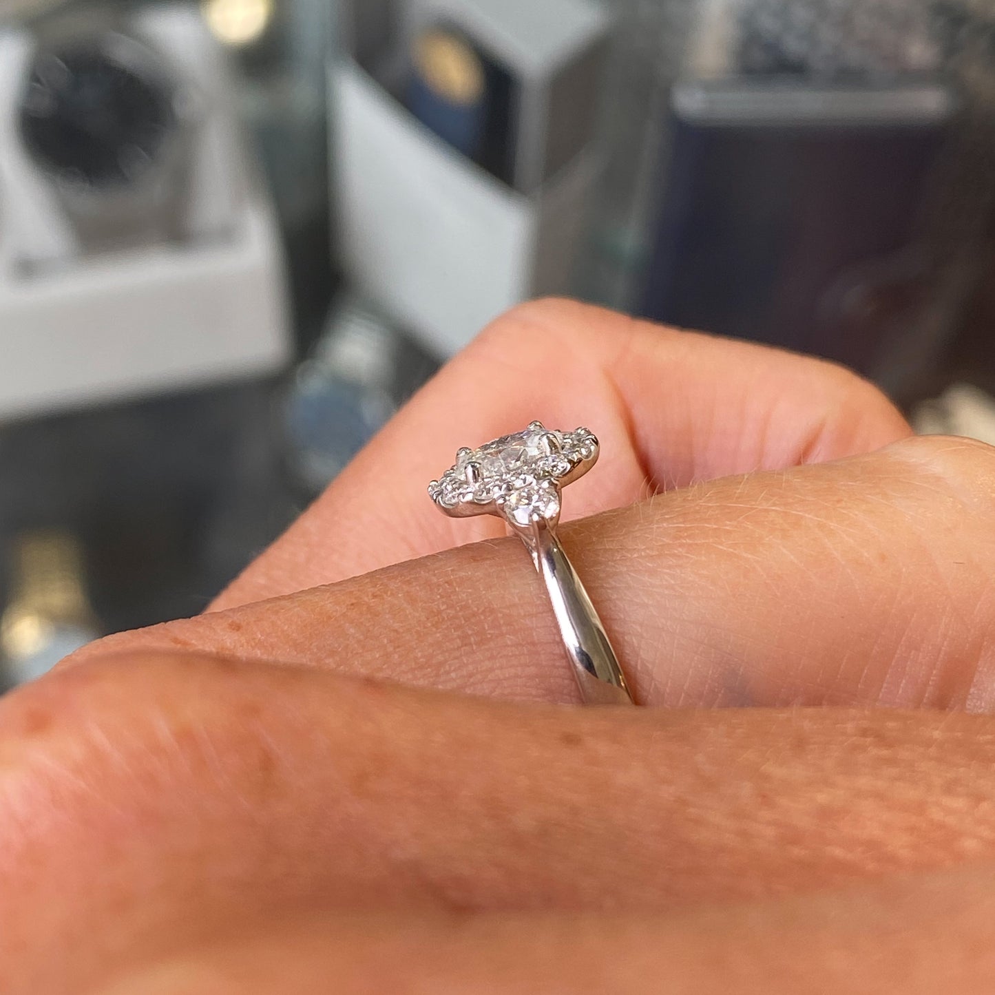 Platinum Oval Halo Solitaire Diamond Engagement Ring | Certificated - John Ross Jewellers