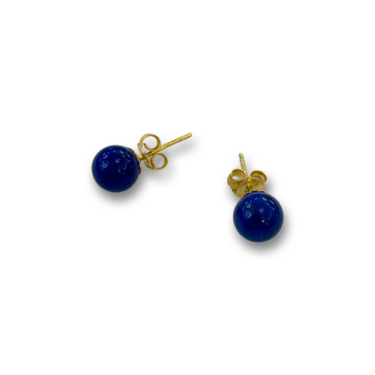 18ct Gold Lapis Lazuli Stud Earrings | 6mm - John Ross Jewellers