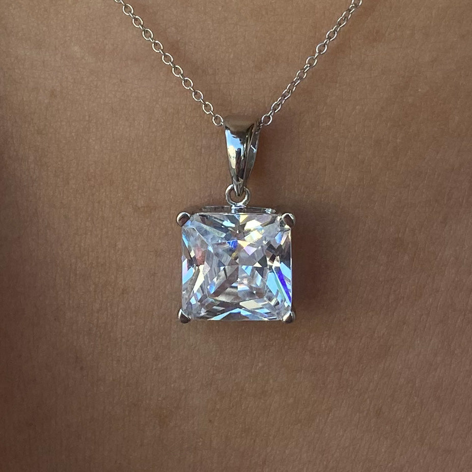 9ct White Gold CZ Pendant - John Ross Jewellers