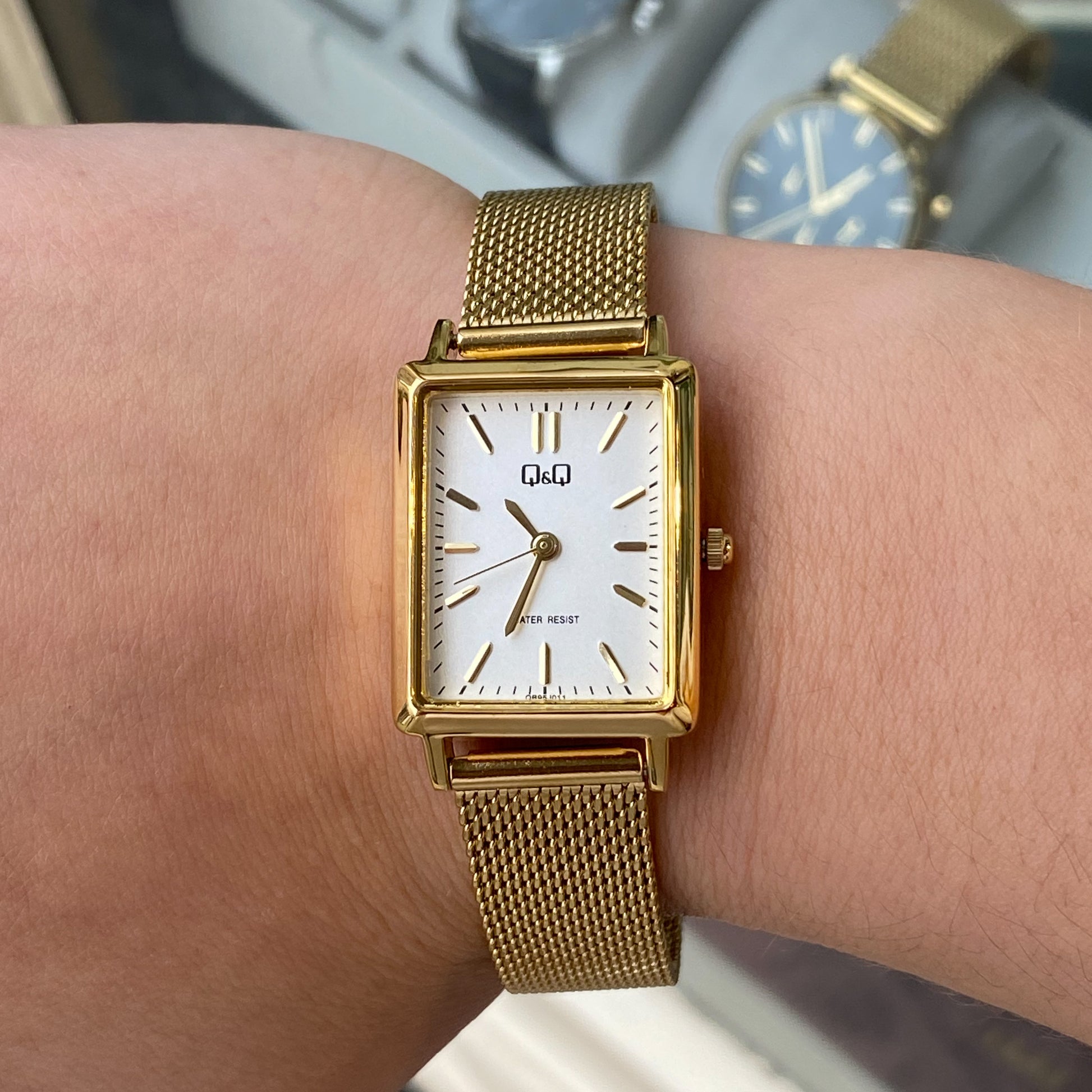 Q&Q Ladies Gold Rectangular Mesh Watch John Ross Jewellers