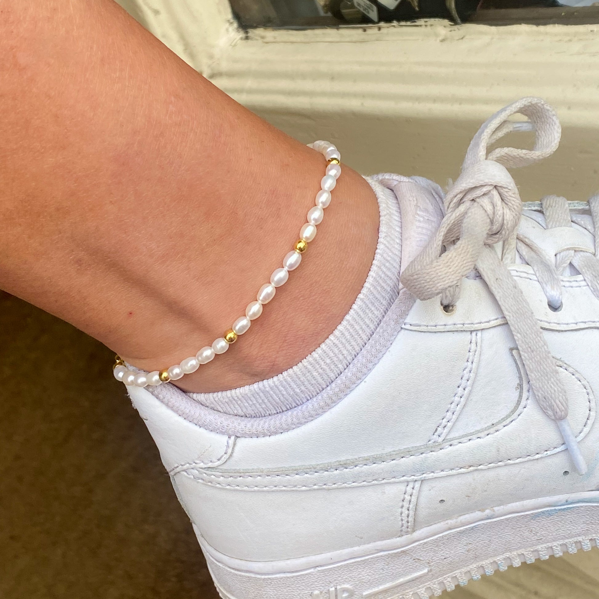 Sunshine Anklet - Freshwater Pearl & Bead - John Ross Jewellers