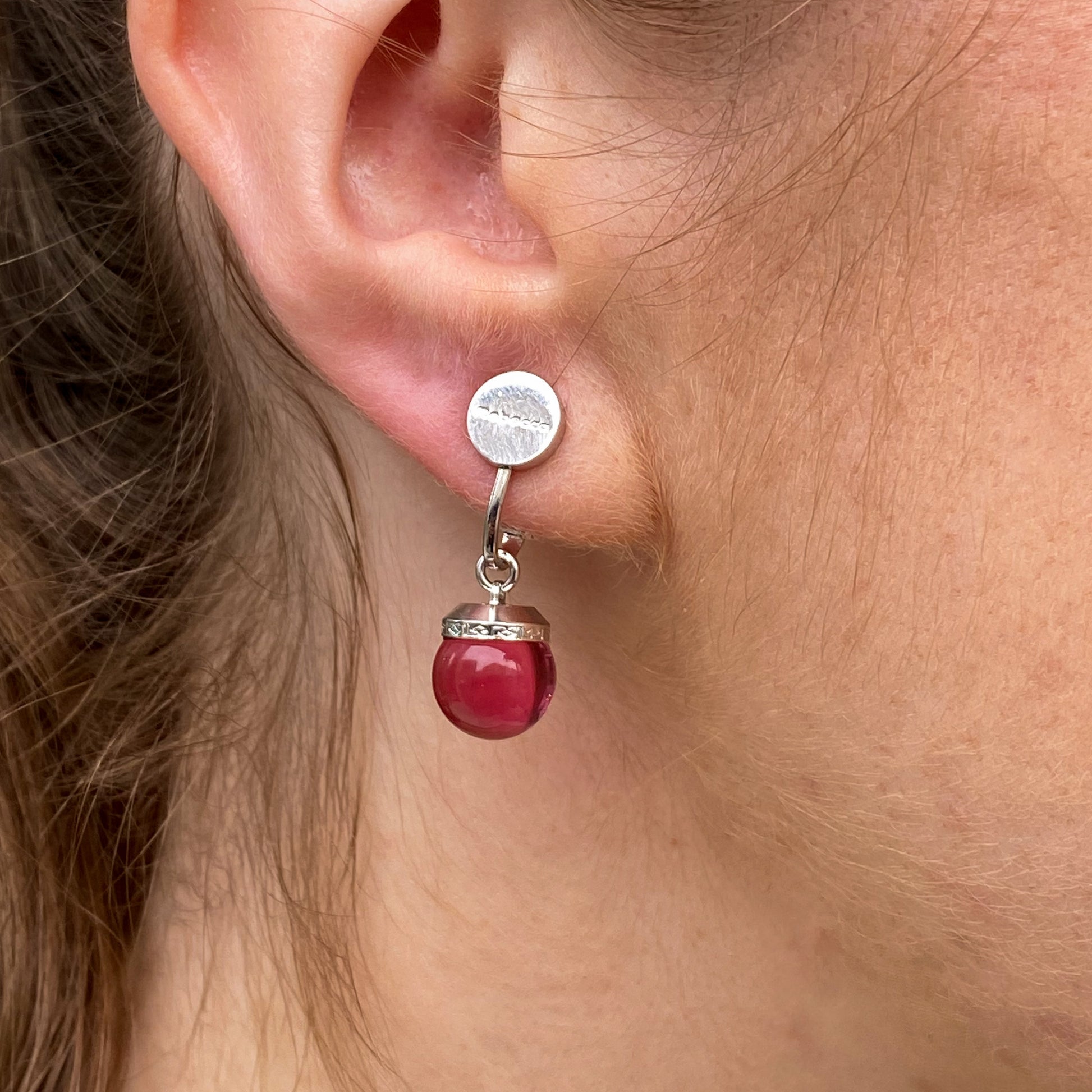 REBECCA Hollywood Raspberry Clip on Earrings - John Ross Jewellers