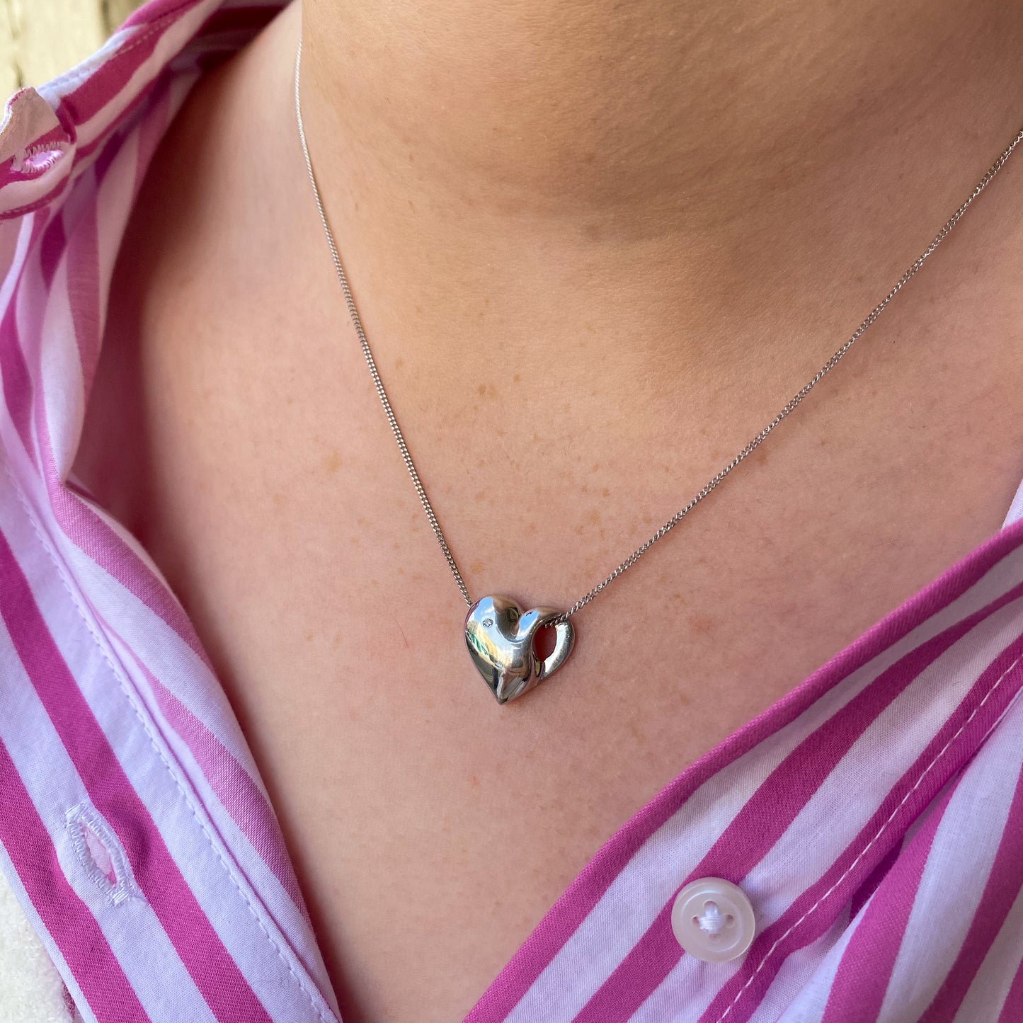 Silver Heart Slider Necklace - John Ross Jewellers