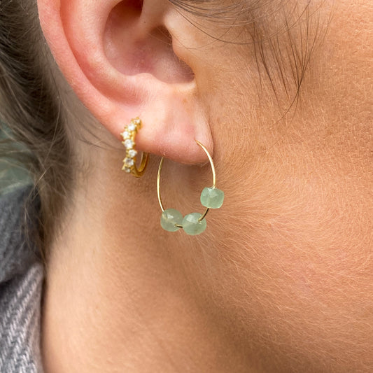 Sunshine Aventurine Hoop Earrings | 20mm - John Ross Jewellers