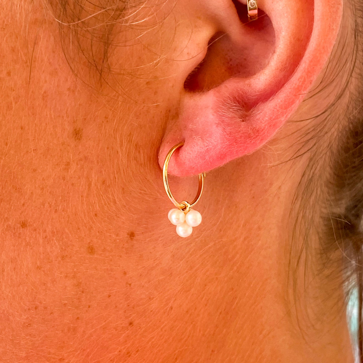 18ct Gold Freshwater Pearl Cluster Sleeper Earrings - John Ross Jewellers