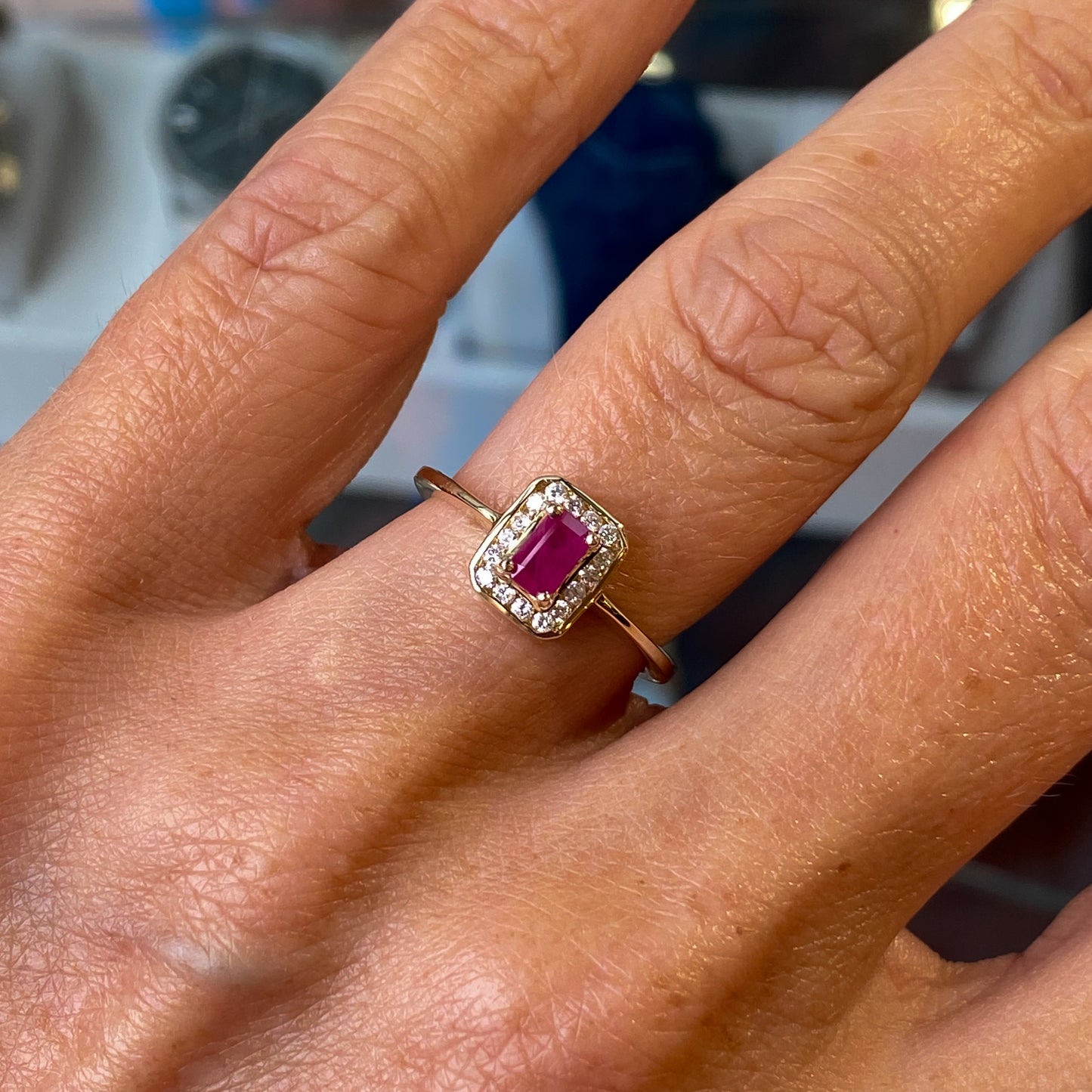 9ct Gold Ruby & Diamond Cluster Ring - John Ross Jewellers