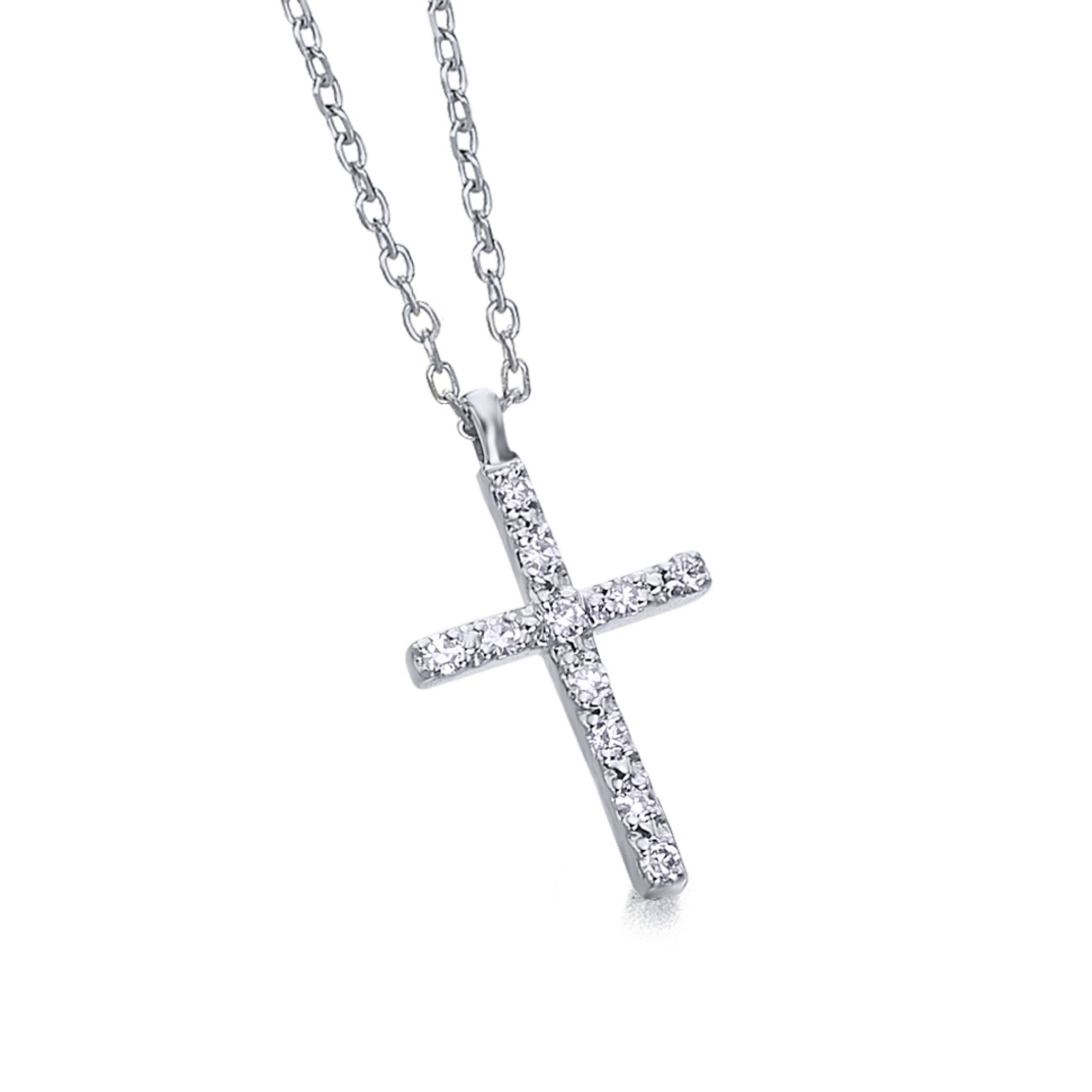 18ct White Gold Diamond Cross Necklace John Ross Jewellers