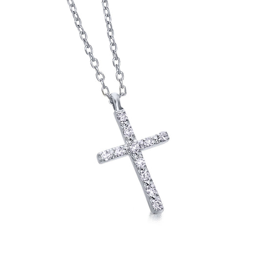 18ct White Gold Diamond Cross Necklace - John Ross Jewellers