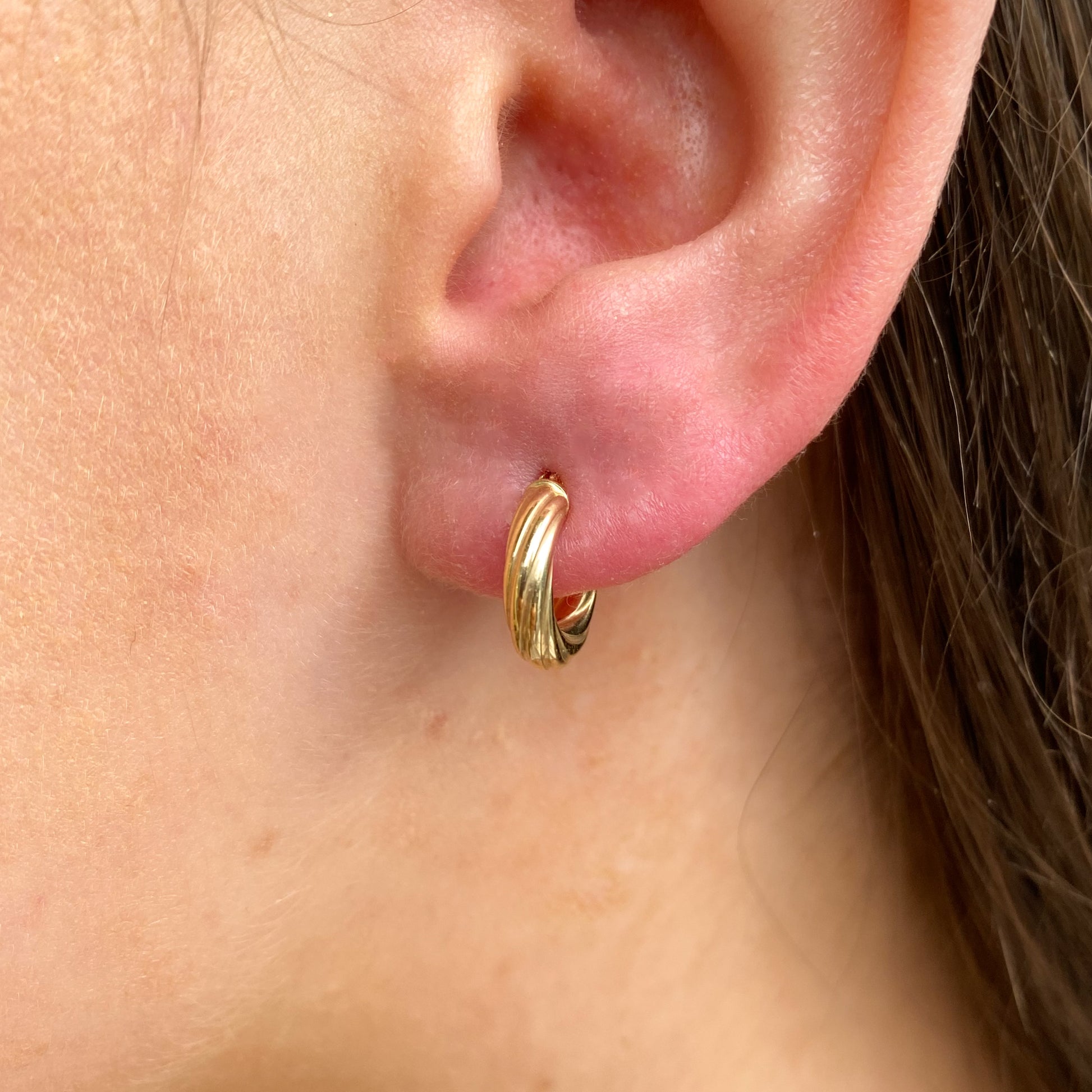 9ct Gold Chunky Twist Hoop Earrings 8mm - John Ross Jewellers