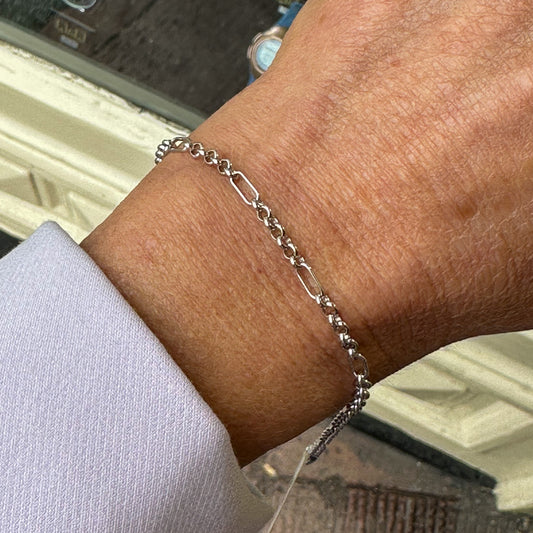 9ct White Gold Belcher & Bar Bracelet - John Ross Jewellers