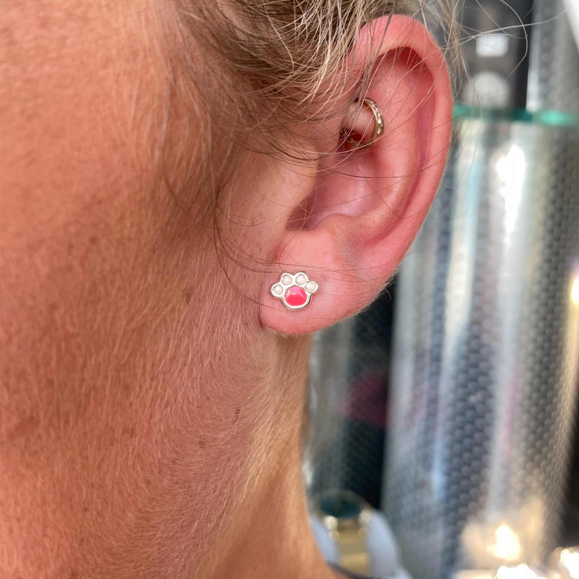 Pink Paw Print Earrings - John Ross Jewellers