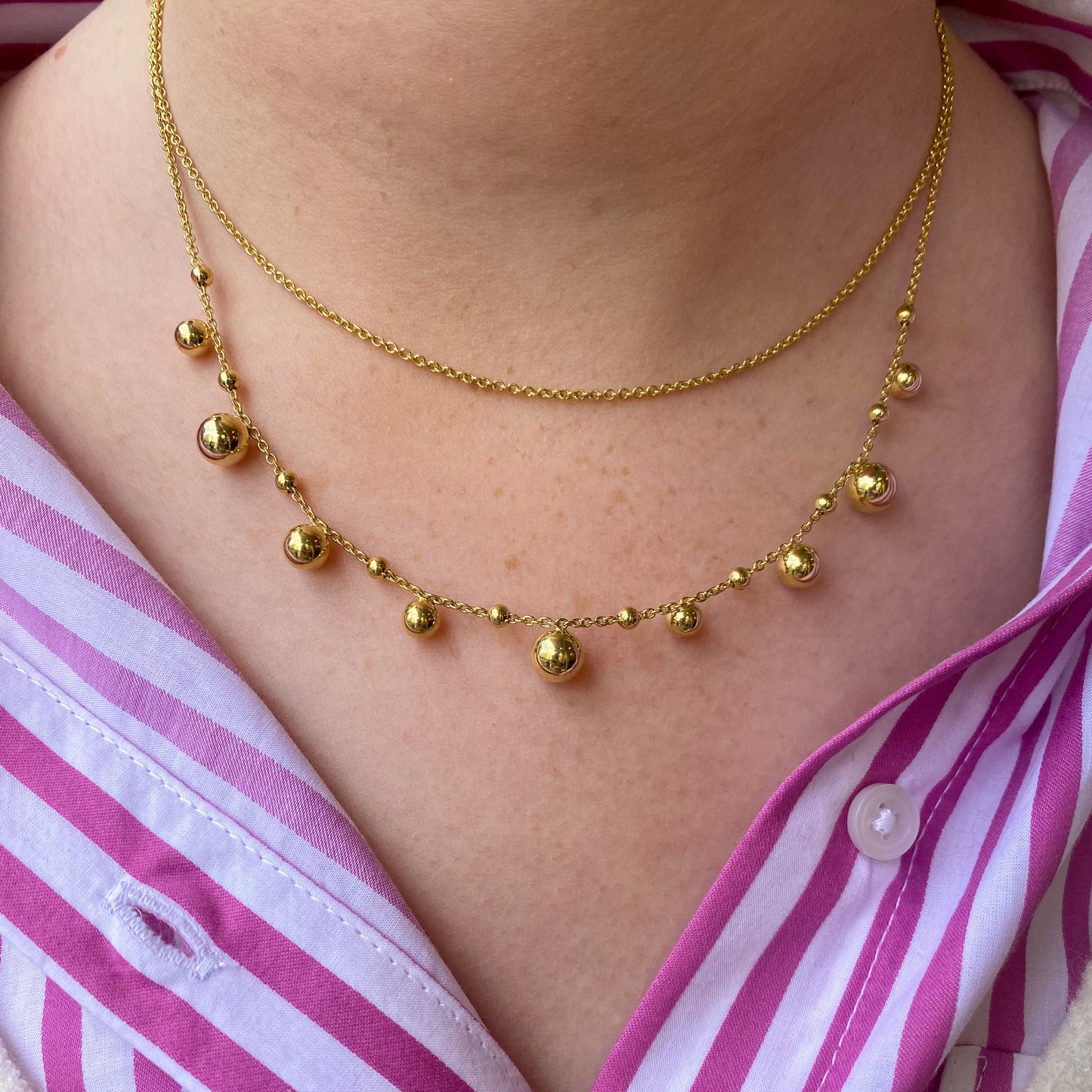 Sunshine Bead & Chain Double Necklace | 36-42cm - John Ross Jewellers