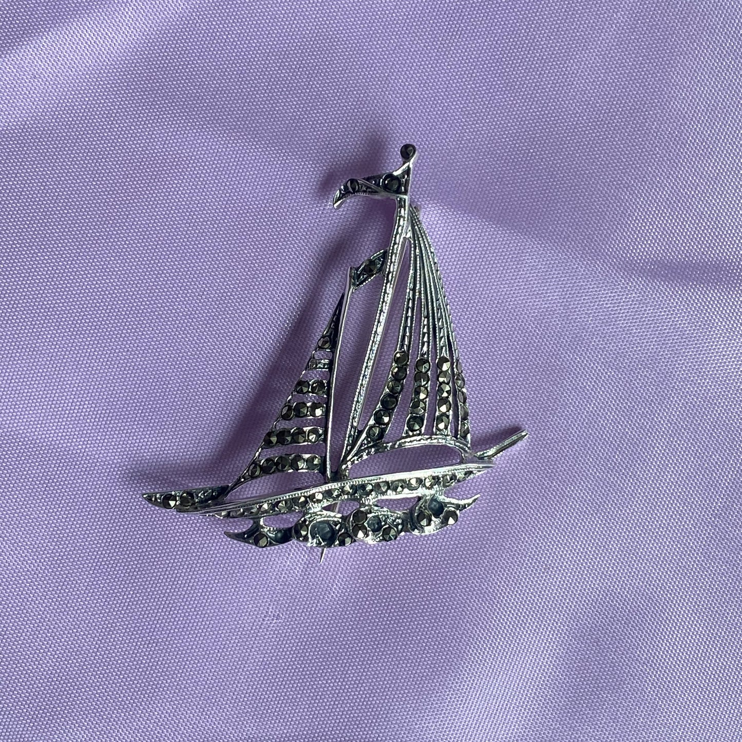 Silver Sailing Yacht Marcasite Brooch - John Ross Jewellers