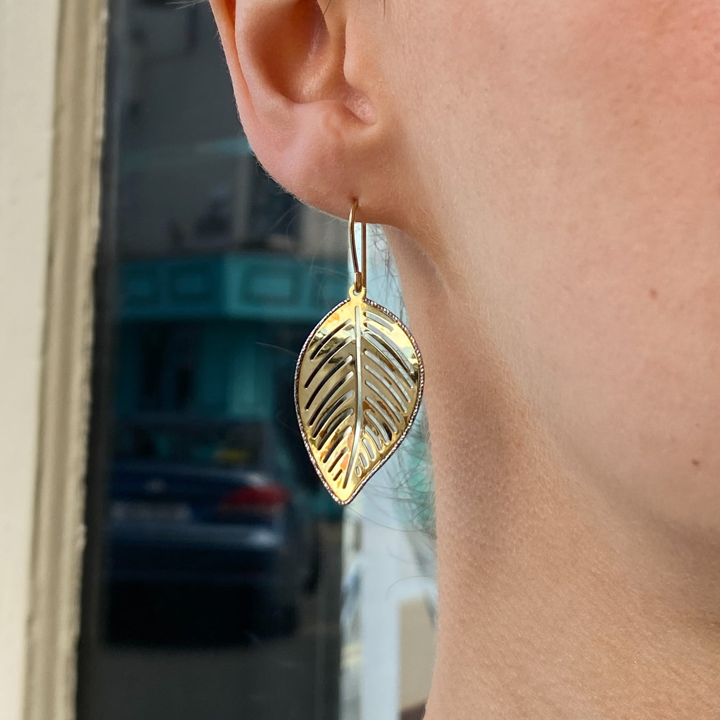 9ct Gold Two Tone Leaf Drop Earrings - John Ross Jewellers