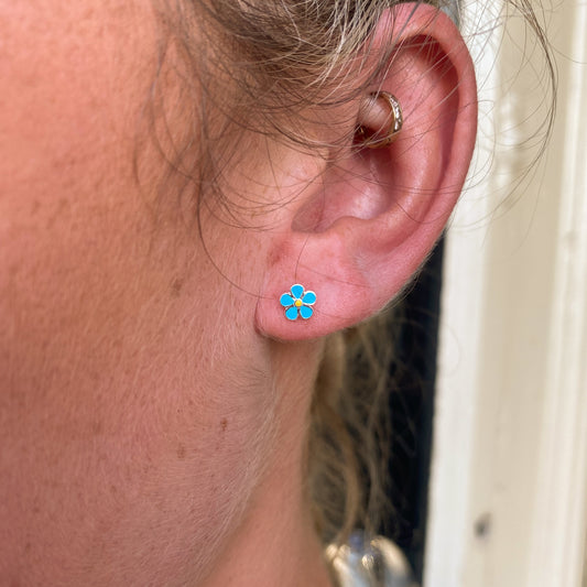 Blue Flower Stud Earrings - John Ross Jewellers