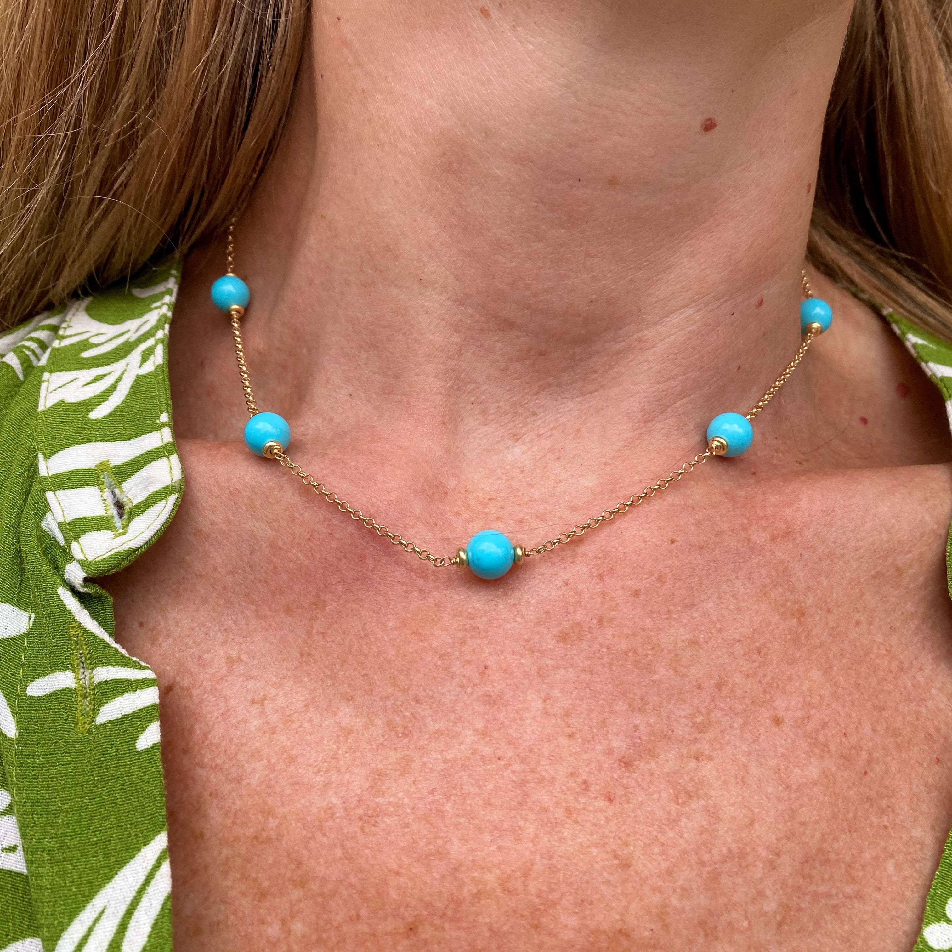 Turquoise & Clover Station Necklace - Underwoods Jewelers