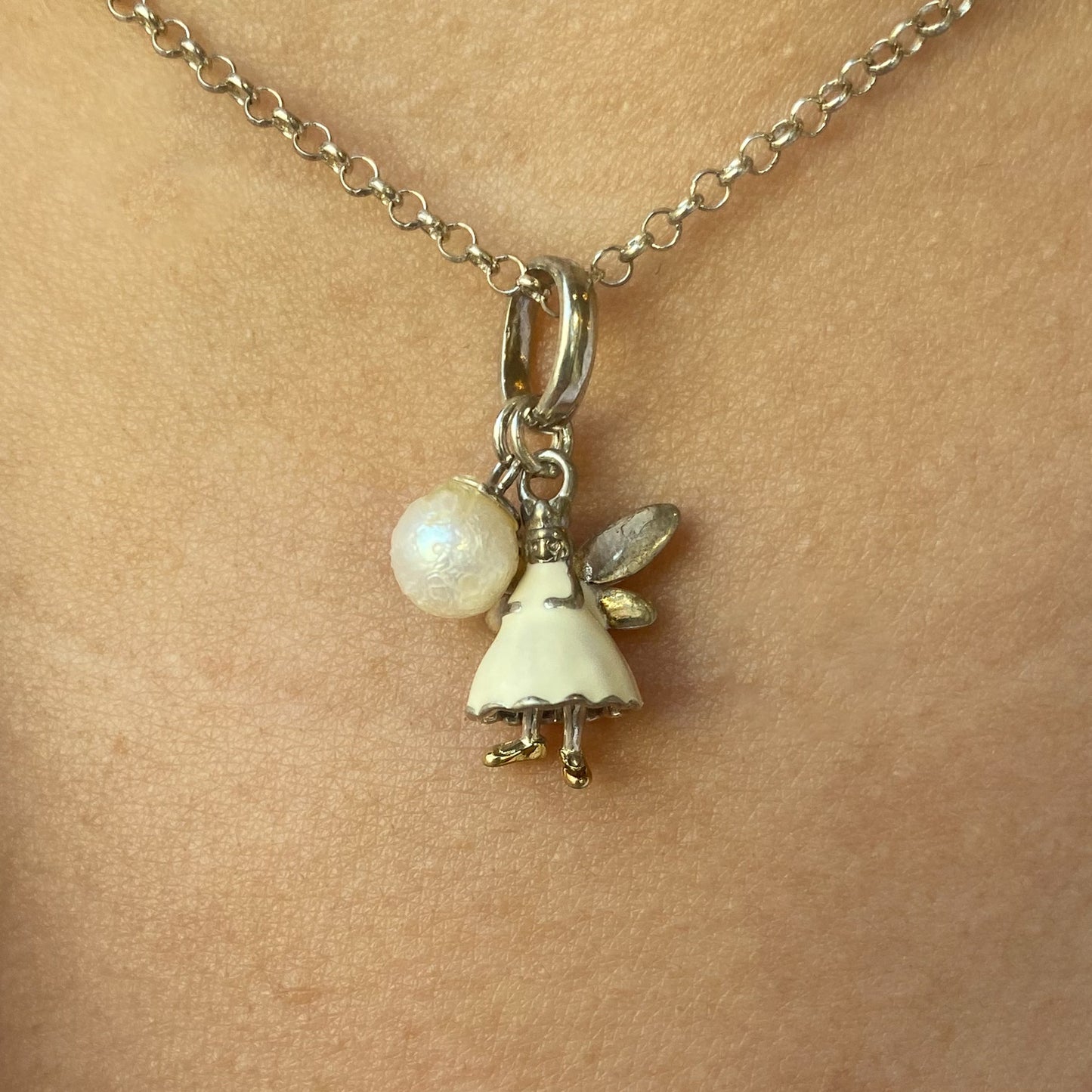 Silver Airy Fairy & Pearl Necklace - John Ross Jewellers